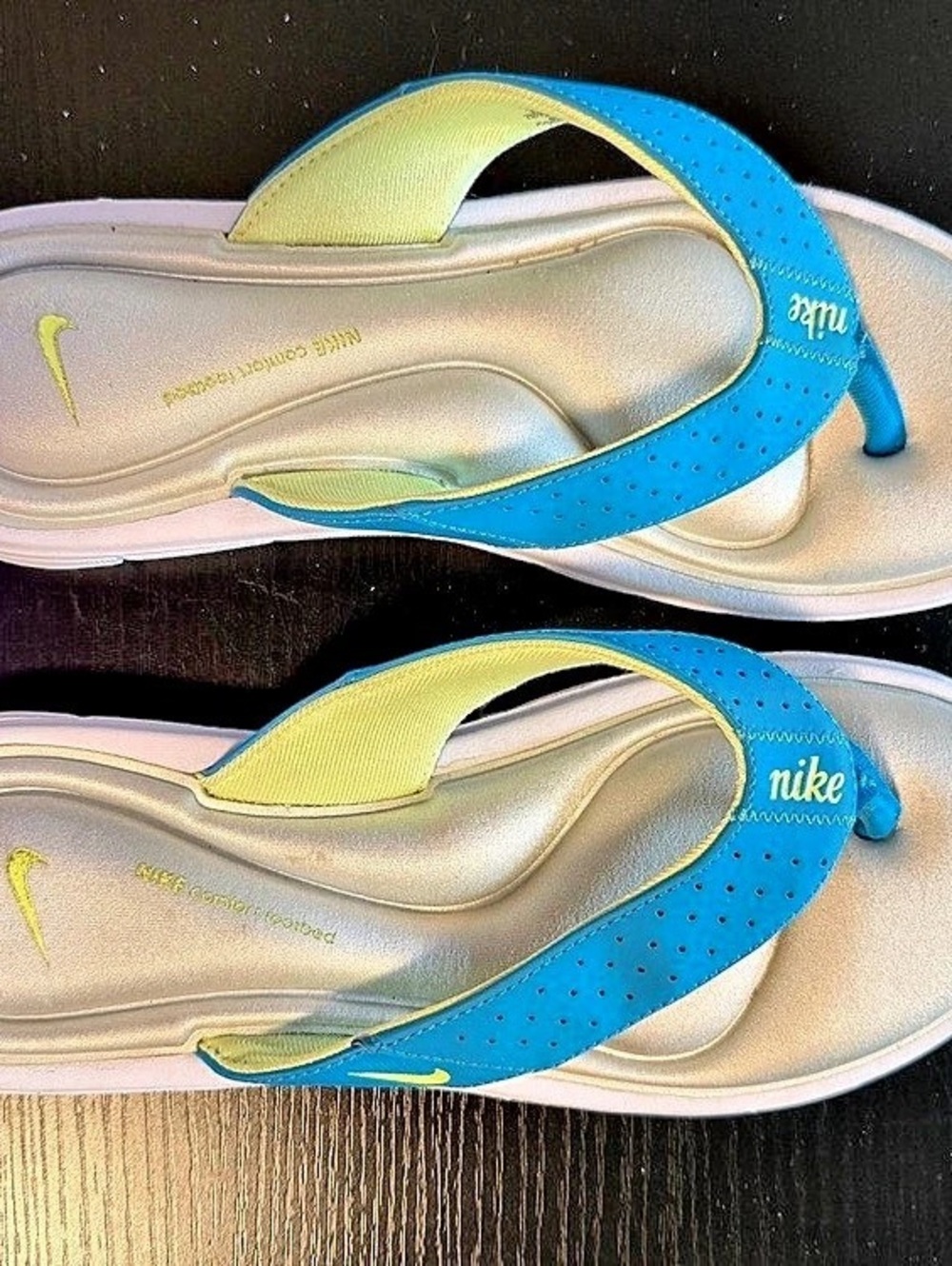 Nike Comfort Thong Flip Flop Blue & Yellow US 10